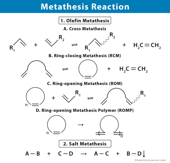 Examples of redox and metathesis reactions