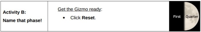Phases of the moon gizmo answer key