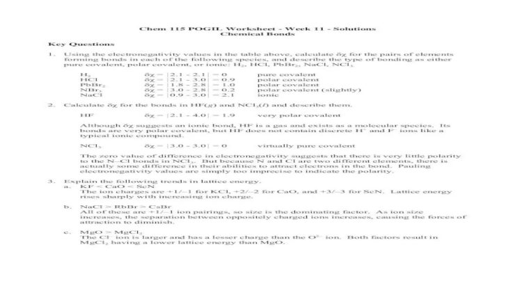 Pogil intermolecular forces answer key