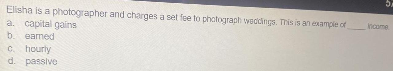 Elisha is a photographer and charges a set fee