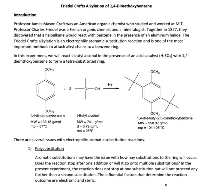 Friedel crafts alkylation of 1 4 dimethoxybenzene mechanism